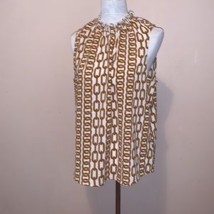 Harvé Benard Mock Turtleneck Sleeveless Chainlink Print Blouse